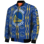 custom golden state warriors bolt stripe blue bomber jacket best selling