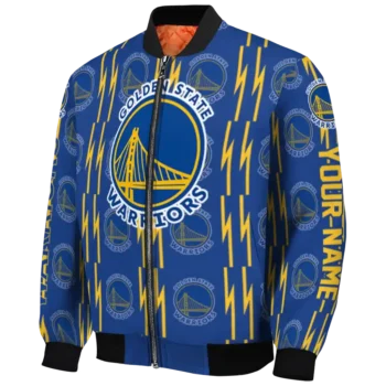 custom golden state warriors bolt stripe blue bomber jacket best selling