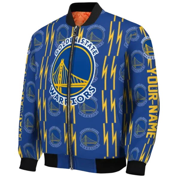 custom golden state warriors bolt stripe blue bomber jacket best selling
