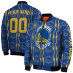 custom golden state warriors bolt stripe blue bomber jacket best selling