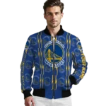 custom golden state warriors bolt stripe blue bomber jacket best selling