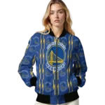 custom golden state warriors bolt stripe blue bomber jacket best selling
