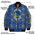 custom golden state warriors bolt stripe blue bomber jacket best selling