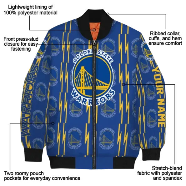 custom golden state warriors bolt stripe blue bomber jacket new arrival