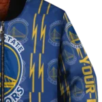 custom golden state warriors bolt stripe blue bomber jacket best selling