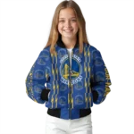 custom golden state warriors bolt stripe blue bomber jacket best selling