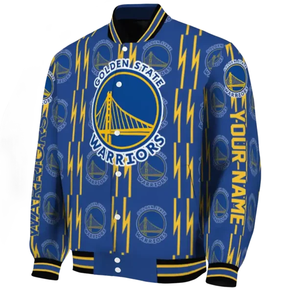 custom golden state warriors bolt stripe blue varsity jacket best selling.webp