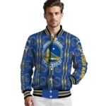 custom golden state warriors bolt stripe blue varsity jacket best selling.webp