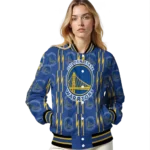 custom golden state warriors bolt stripe blue varsity jacket best selling.webp