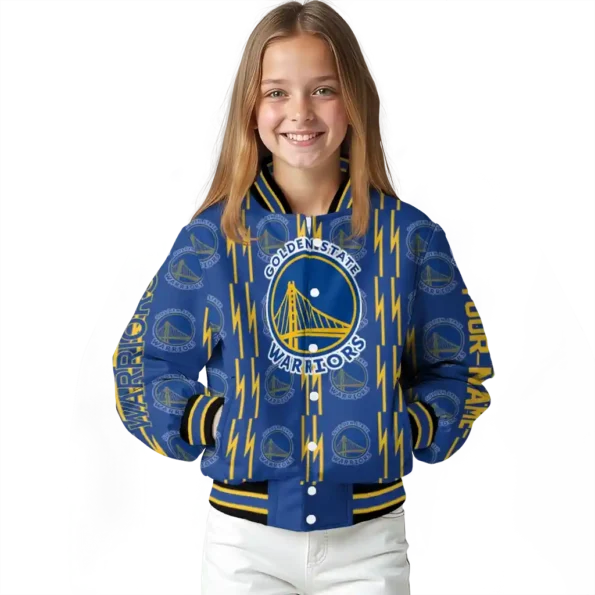 custom golden state warriors bolt stripe blue varsity jacket top rated.webp