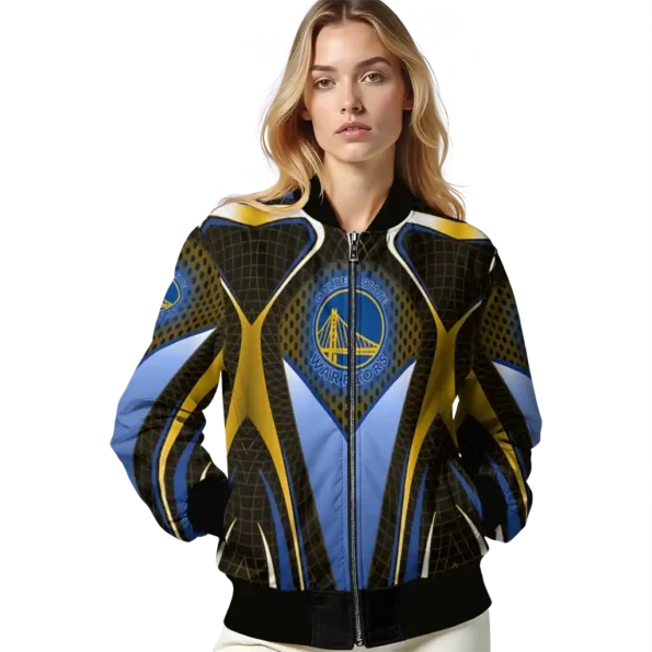 custom golden state warriors mesh chest black bomber jacket latest model