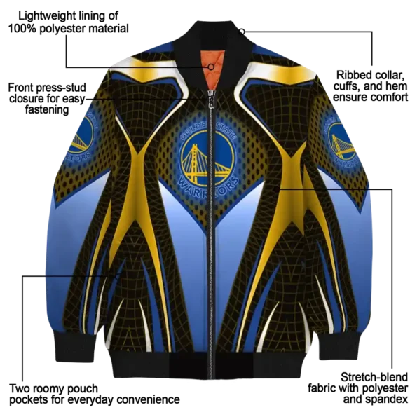 custom golden state warriors mesh chest black bomber jacket new arrival