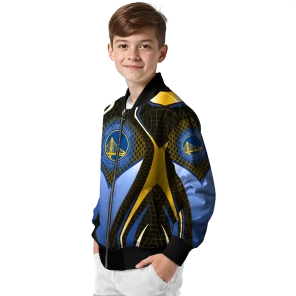 custom golden state warriors mesh chest black bomber jacket trendy