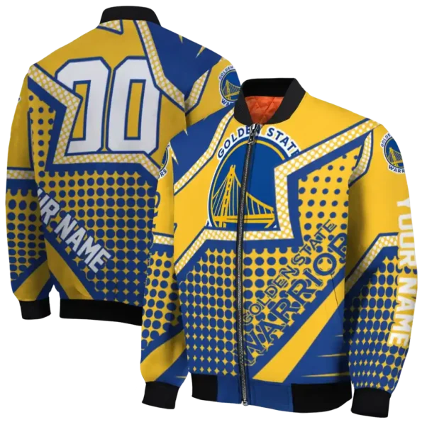 custom golden state warriors star burst blue bomber jacket fashion forward