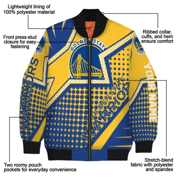 custom golden state warriors star burst blue bomber jacket new arrival