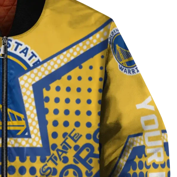 custom golden state warriors star burst blue bomber jacket premium grade