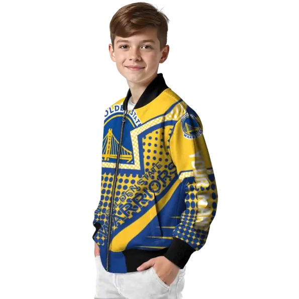 custom golden state warriors star burst blue bomber jacket trendy