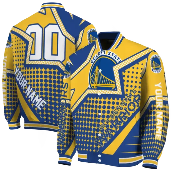 custom golden state warriors star burst blue varsity jacket fashion forward.webp