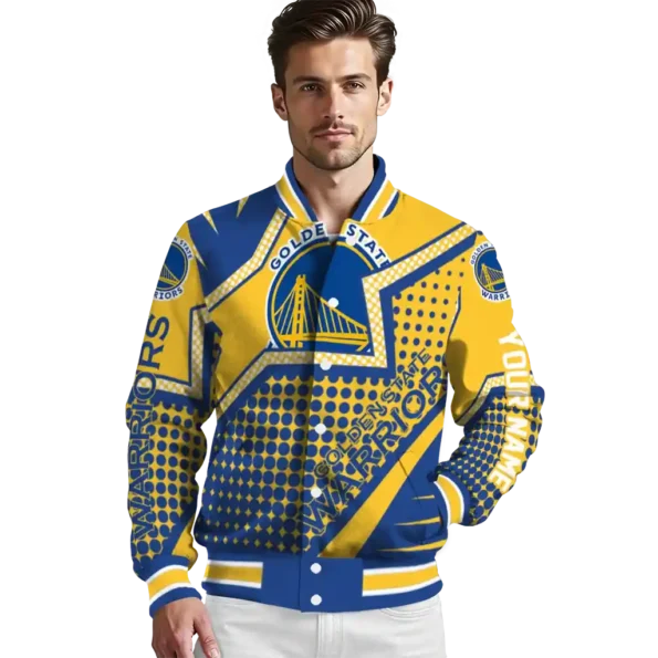 custom golden state warriors star burst blue varsity jacket high quality.webp