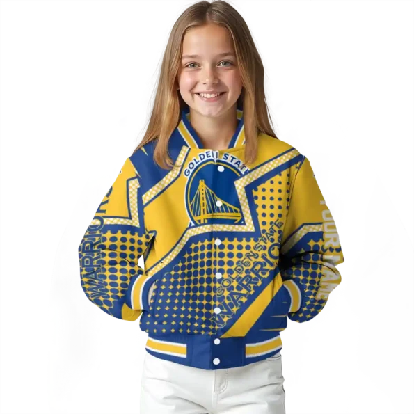 custom golden state warriors star burst blue varsity jacket top rated.webp