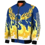 custom golden state warriors winged blaze blue white bomber jacket best selling