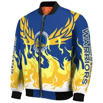 custom golden state warriors winged blaze blue white bomber jacket best selling