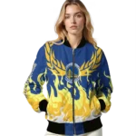 custom golden state warriors winged blaze blue white bomber jacket best selling