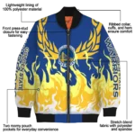 custom golden state warriors winged blaze blue white bomber jacket best selling
