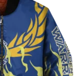 custom golden state warriors winged blaze blue white bomber jacket best selling