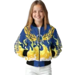custom golden state warriors winged blaze blue white bomber jacket best selling