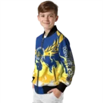 custom golden state warriors winged blaze blue white bomber jacket best selling