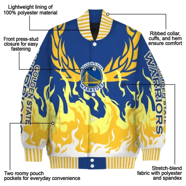 custom golden state warriors winged blaze blue white varsity jacket new arrival.webp