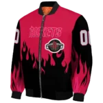 custom houston rockets flame border red black bomber jacket best selling