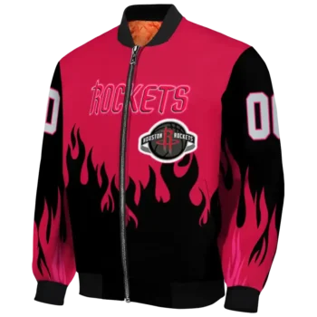 custom houston rockets flame border red black bomber jacket best selling