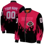 custom houston rockets flame border red black bomber jacket best selling