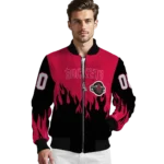 custom houston rockets flame border red black bomber jacket best selling