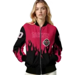 custom houston rockets flame border red black bomber jacket best selling