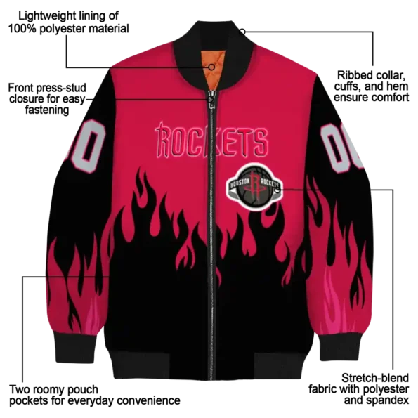 custom houston rockets flame border red black bomber jacket new arrival