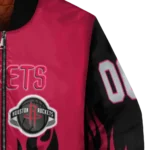 custom houston rockets flame border red black bomber jacket best selling
