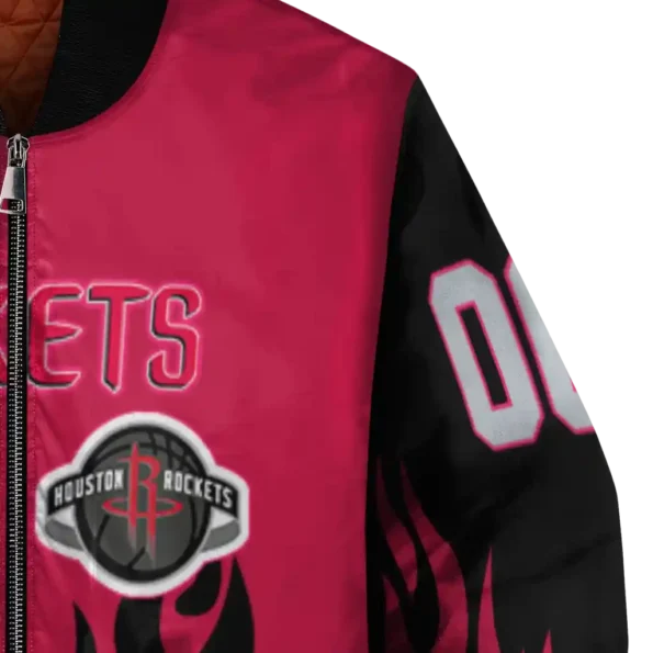 custom houston rockets flame border red black bomber jacket premium grade