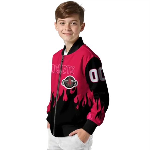 custom houston rockets flame border red black bomber jacket trendy