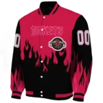 custom houston rockets flame border red black varsity jacket best selling.webp