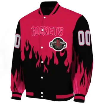 custom houston rockets flame border red black varsity jacket best selling.webp