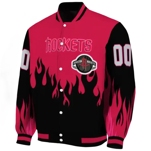 custom houston rockets flame border red black varsity jacket best selling.webp