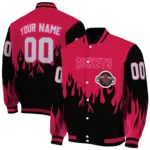 custom houston rockets flame border red black varsity jacket best selling.webp