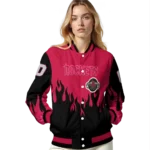 custom houston rockets flame border red black varsity jacket best selling.webp