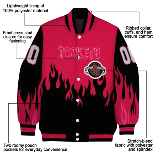 custom houston rockets flame border red black varsity jacket new arrival.webp