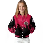 custom houston rockets flame border red black varsity jacket best selling.webp