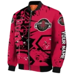 custom houston rockets hexagon cluster red black bomber jacket best selling