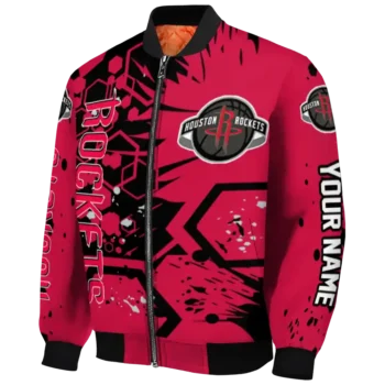 custom houston rockets hexagon cluster red black bomber jacket best selling